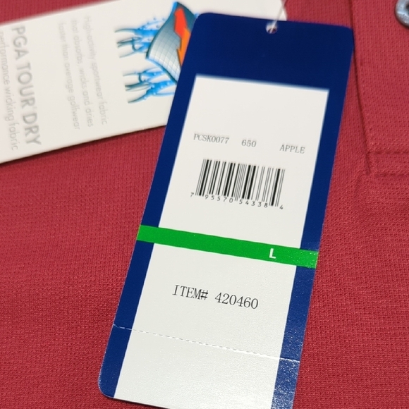 PGA Tour Red Performance Polo Shirt - Picture 5 of 15